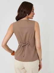 Threadbare Brown Denim Longline Waistcoat - Image 8 of 10