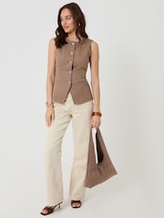 Threadbare Brown Denim Longline Waistcoat - Image 9 of 10