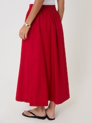 Threadbare Red Linen Blend Gathered Midaxi Skirt - Image 3 of 4
