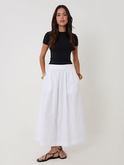 Threadbare White Linen Blend Gathered Midaxi Skirt - Image 1 of 4