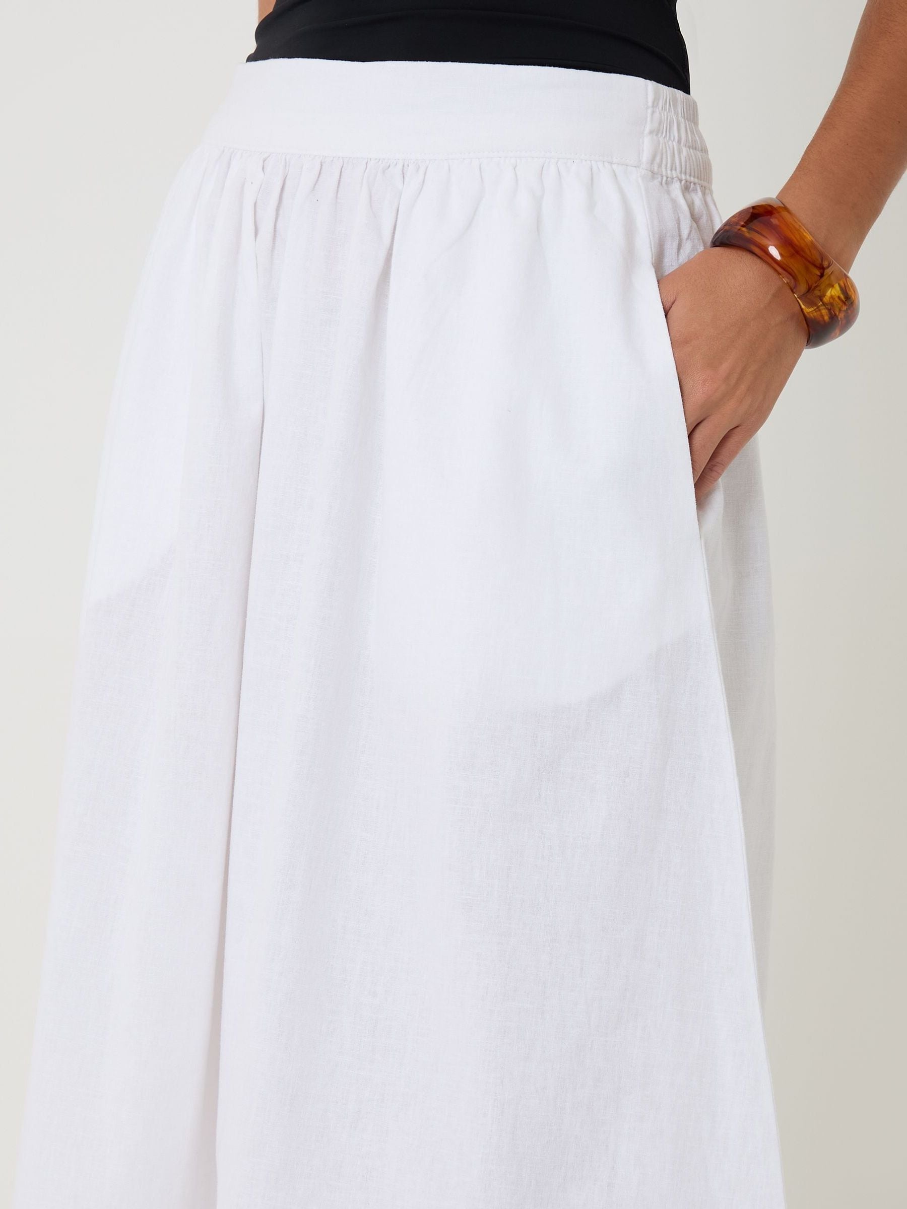 Buy Threadbare White Linen Blend Gathered Midaxi Skirt from Next USA
