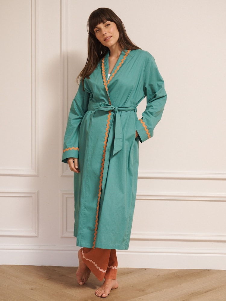 Their Nibs Cotton Grandpa Robe Duckegg with contrast - 画像 1 / 4