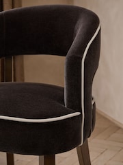 Set of 2 Relaxed Chenille Chocolate Brown Dark Wood Leg Remi Dining Chairs - Image 2 of 8
