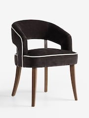 Set of 2 Relaxed Chenille Chocolate Brown Dark Wood Leg Remi Dining Chairs - Image 5 of 8