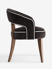 Set of 2 Relaxed Chenille Chocolate Brown Dark Wood Leg Remi Dining Chairs - Image 6 of 8