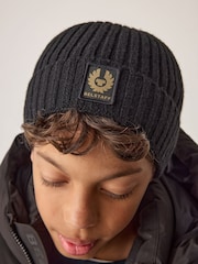 أسود - Belstaff Phoenix Logo Beanie - صورة 2 من 4