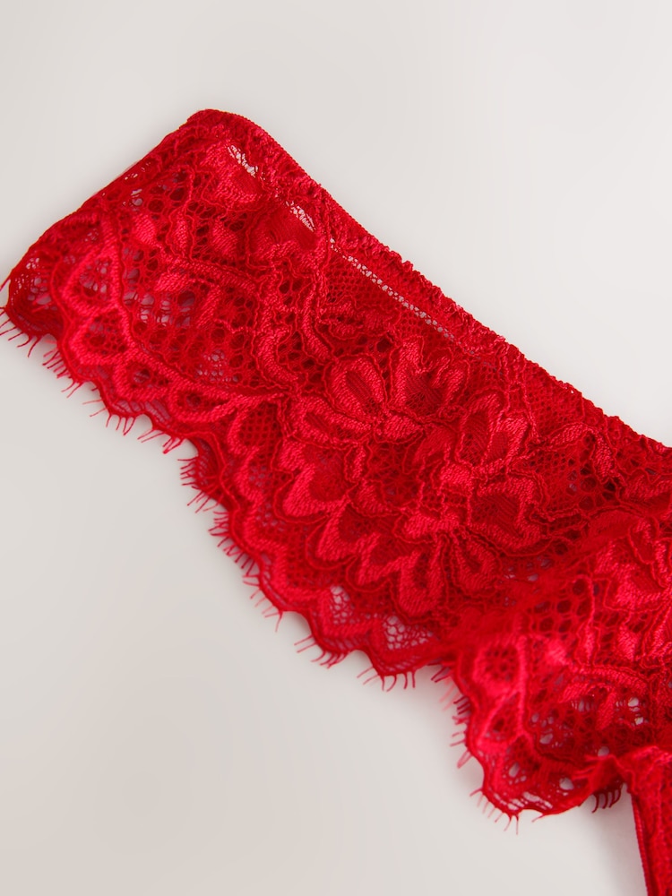 Black/White/Red Crotchless Thong Lace Knickers 3 Pack - Image 12 of 12