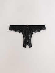 Black/White/Red Crotchless Thong Lace Knickers 3 Pack - Image 3 of 12