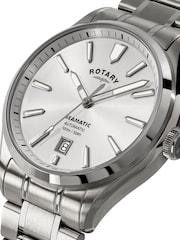Rotary Silver Tone Seamatic Water Resistance Dial Stainless Steel Tone Bracelet Watch - Image 2 of 5