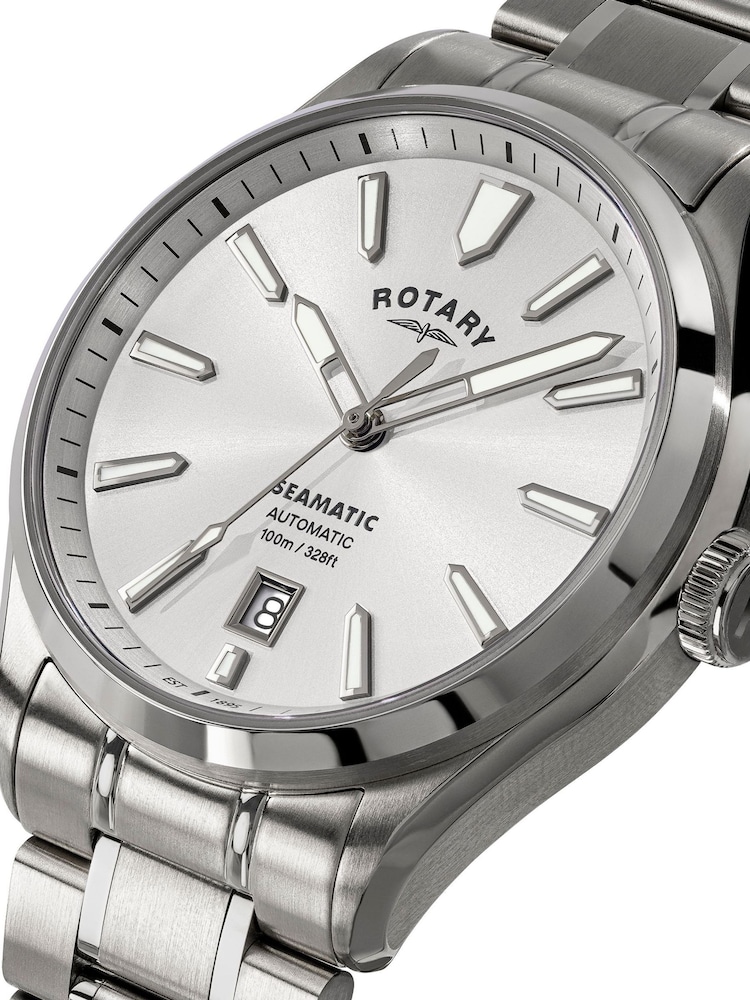 Rotary Silver Tone Seamatic Water Resistance Dial Stainless Steel Tone Bracelet Watch - Image 2 of 5