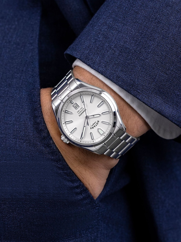 Rotary Silver Tone Seamatic Water Resistance Dial Stainless Steel Tone Bracelet Watch - Image 5 of 5