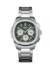 Rotary Silver Tone Apex 100 Chronograph Green Dial Stainless Steel Tone Bracelet Watch - Image 1 of 5