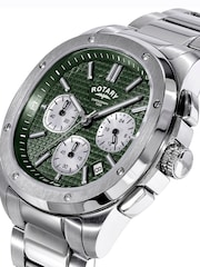 Rotary Silver Tone Apex 100 Chronograph Green Dial Stainless Steel Tone Bracelet Watch - Image 2 of 5