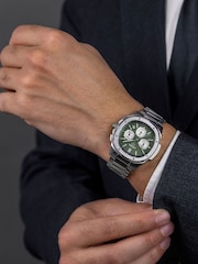 Rotary Silver Tone Apex 100 Chronograph Green Dial Stainless Steel Tone Bracelet Watch - Image 4 of 5