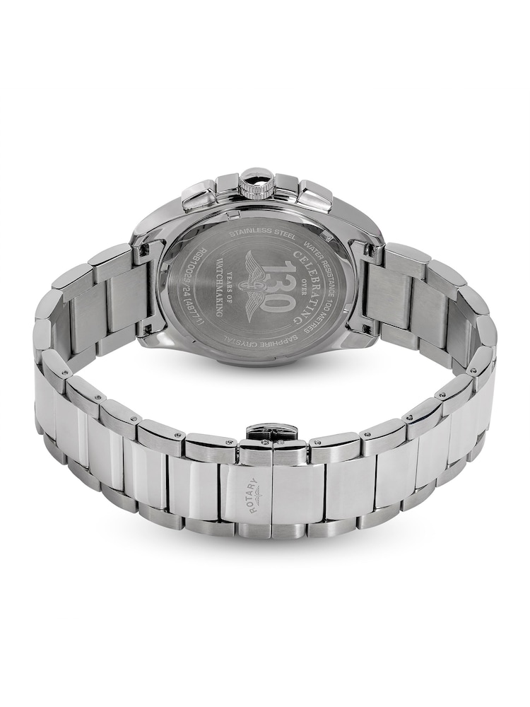 Rotary Silver Tone Apex 100 Chronograph Green Dial Stainless Steel Tone Bracelet Watch - Image 5 of 5