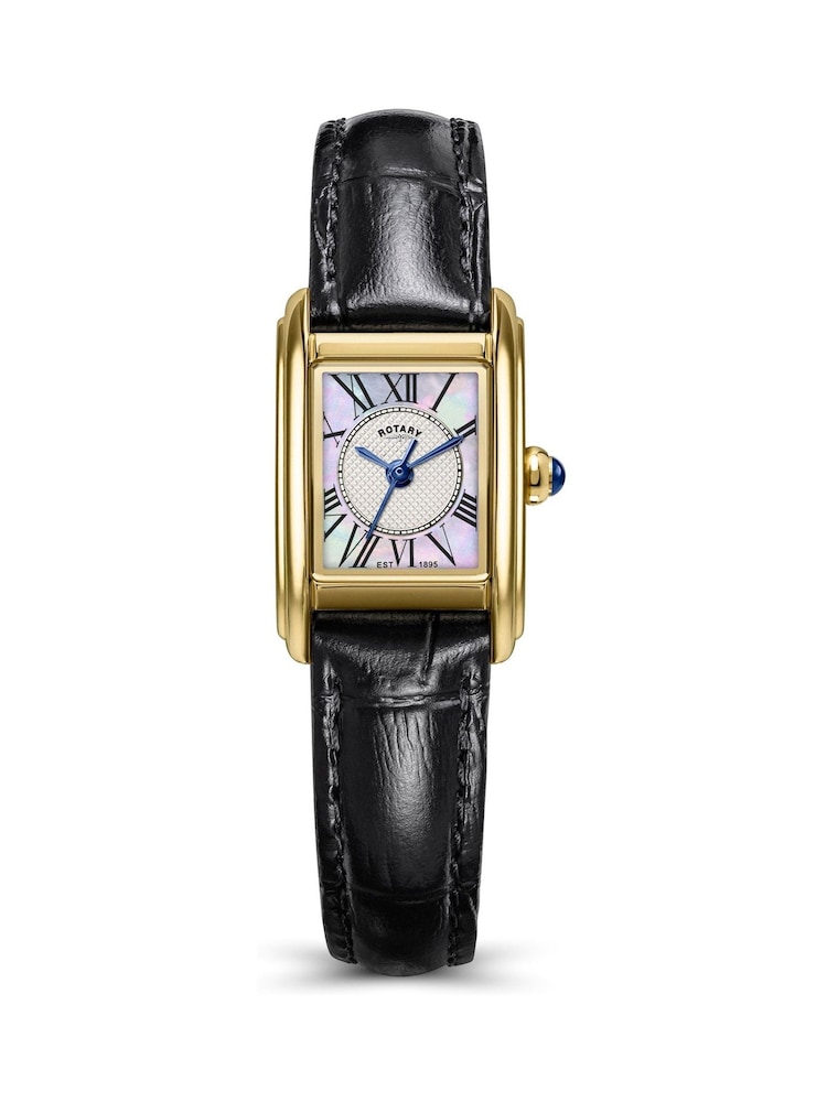 Rotary Black Heritage Astoria Mother Of Pearl Gold Plated Stainless Steel Leather Strap Watch - Image 2 of 4 Rotary Black Heritage Astoria Mother Of Pearl Gold Plated Stainless Steel Leather Strap Watch - Image 2 of 4