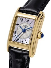 Rotary Black Heritage Astoria Mother Of Pearl Gold Plated Stainless Steel Leather Strap Watch - Image 3 of 4