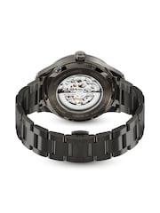 Rotary Black Greenwich Skeleton Automatic Water Resistance Gun Stainless Steel Bracelet Watch - Image 4 of 5