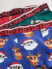 Red/ Blue /Green - Christmas Trunks 3 Pack (3-16yrs) - Image 6 de 7