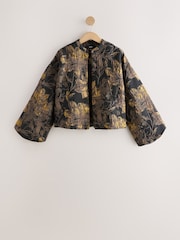 Gold Jacquard Bomber Jacket Cover-Up - Image 1 of 3