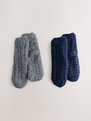 Azul marino/gris - Pack de 2 pares de calcetines cálidos - Imagen 1 de 5
