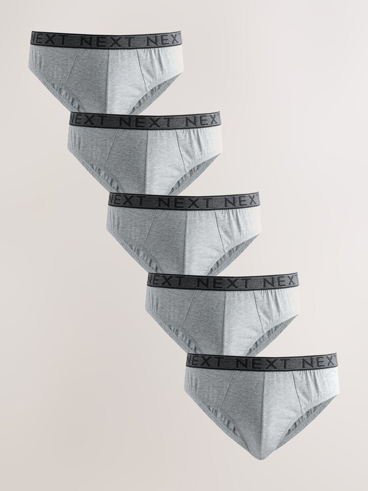 Grey Marl 5 Pack Cotton Rich Briefs - Image 1 of 2