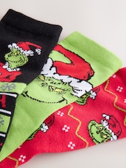 Grinch Cotton Rich License Christmas Socks 3 Pack - Image 2 of 3