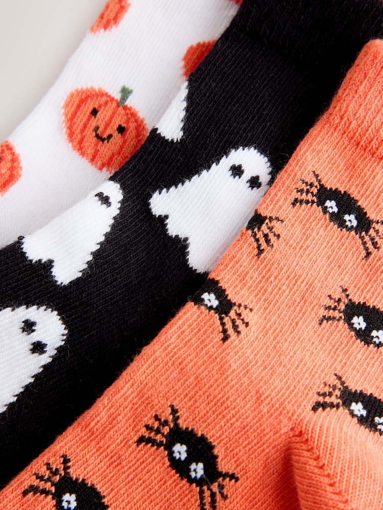 Orange/Black All Over Halloween Character Cotton Rich Socks 3 Pack - Image 2 of 3 Orange/Black All Over Halloween Character Cotton Rich Socks 3 Pack - Image 2 of 3