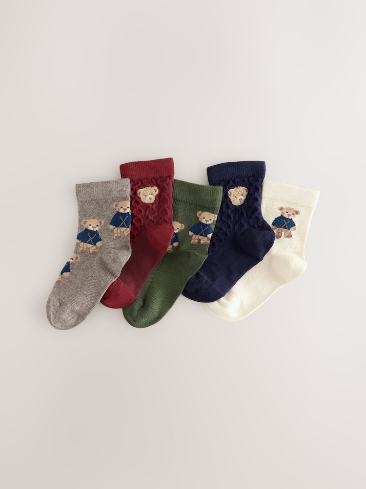 Navy/Burgundy Bear - Character bombaž bogatih nogavic 5 Komplet - Slika 1 iz 4 Navy/Burgundy Bear - Character bombaž bogatih nogavic 5 Komplet - Slika 1 iz 4