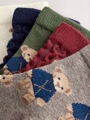 Navy/Burgundy Bear - Character bombaž bogatih nogavic 5 Komplet - Slika 3 iz 4