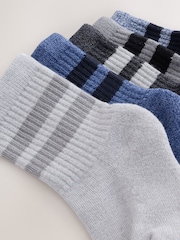 Blue/Grey Cushioned Footbed Cotton Rich Ribbed Tipped Socks 5 Pack - Image 3 of 3
