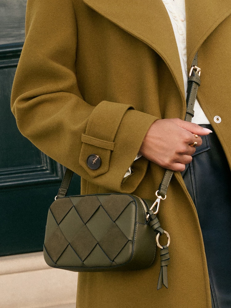 Love & Roses Khaki Green Woven Crossbody Bag - Image 1 of 4 Love & Roses Khaki Green Woven Crossbody Bag - Image 1 of 4