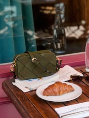 Love & Roses Khaki Green Woven Crossbody Bag - Image 4 of 4