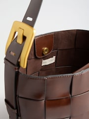 Love & Roses Chocolate Brown Oversized Weave Buckle Shoulder Bag - Image 7 of 7