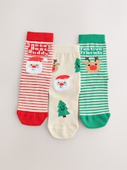Rouge/Ecru - Lot de 3 chaussettes de Noël - Image 1 de 3