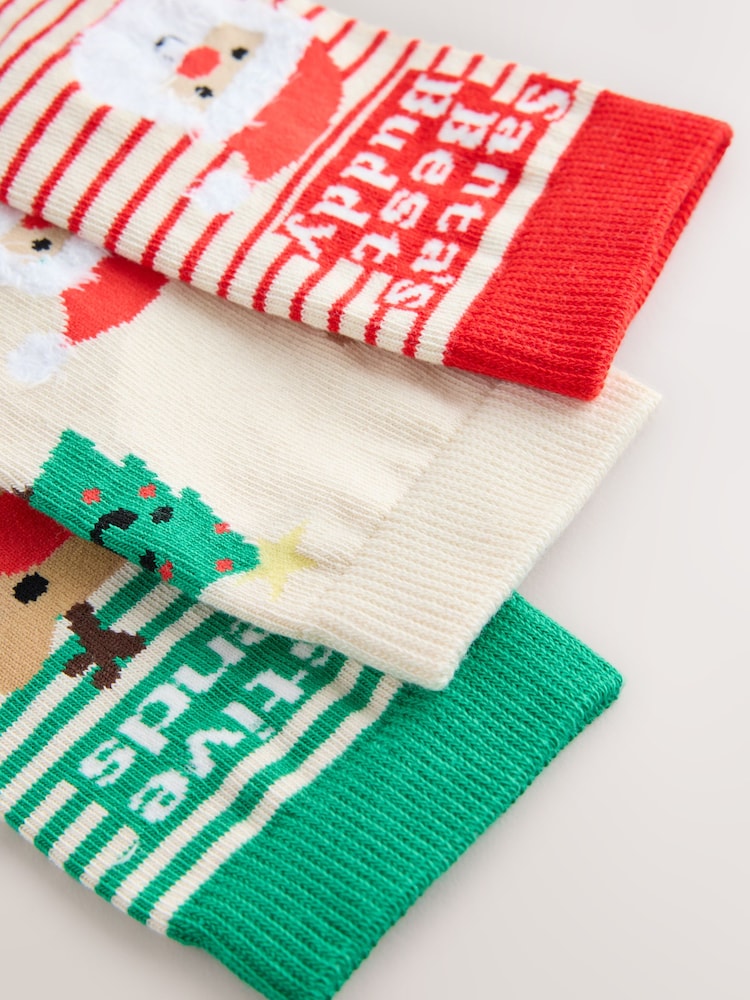 Rouge/Ecru - Lot de 3 chaussettes de Noël - Image 2 de 3 Rouge/Ecru - Lot de 3 chaussettes de Noël - Image 2 de 3