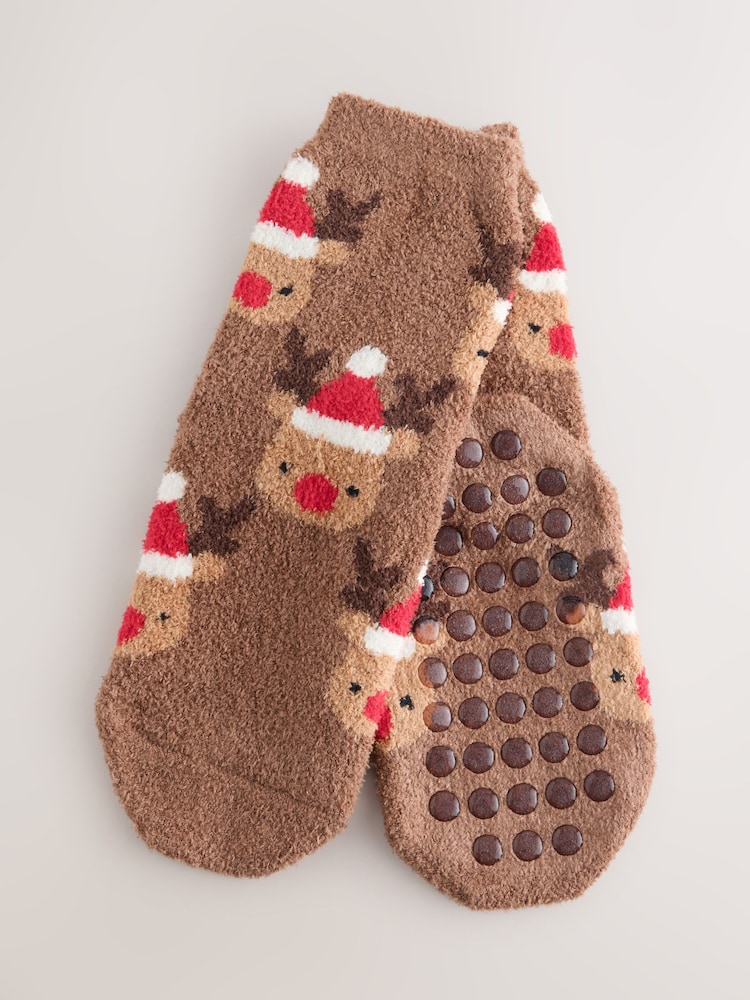 Brown Christmas Cosy Socks - Image 1 of 3 Brown Christmas Cosy Socks - Image 1 of 3