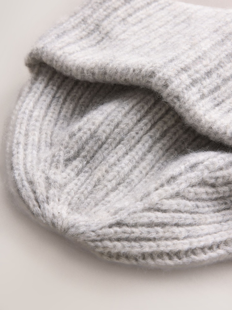 Grey Ribbed Beanie Hat - Image 8 of 8