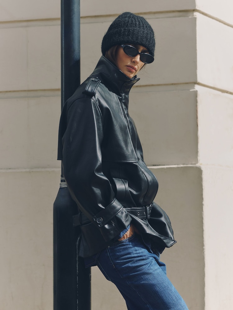 Black Ribbed Beanie Hat - Image 1 of 2