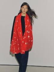 Burgundy Red Foil Mistletoe Lightweight Scarf - Image 1 of 7