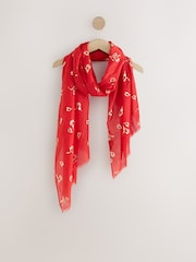Burgundy Red Foil Mistletoe Lightweight Scarf - Image 5 of 7