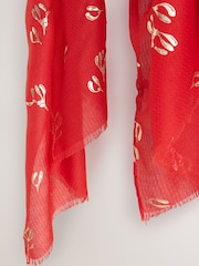 Burgundy Red Foil Mistletoe Lightweight Scarf - Image 7 of 7
