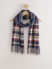 Navy Heritage Check - 中厚圍巾 - 圖片 4，共 6