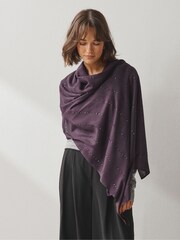 Burgundy Red Sequin Detail Lightweight Shawl - Image 1 of 5
