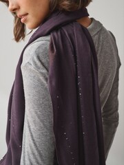 Burgundy Red Sequin Detail Lightweight Shawl - Image 2 of 5