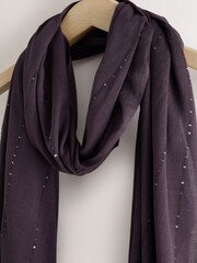 Burgundy Red Sequin Detail Lightweight Shawl - Image 4 of 5