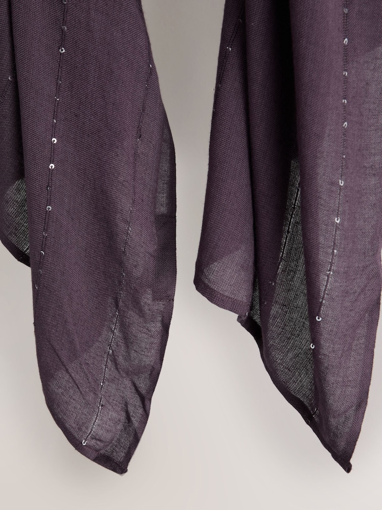Burgundy Red Sequin Detail Lightweight Shawl - Image 5 of 5
