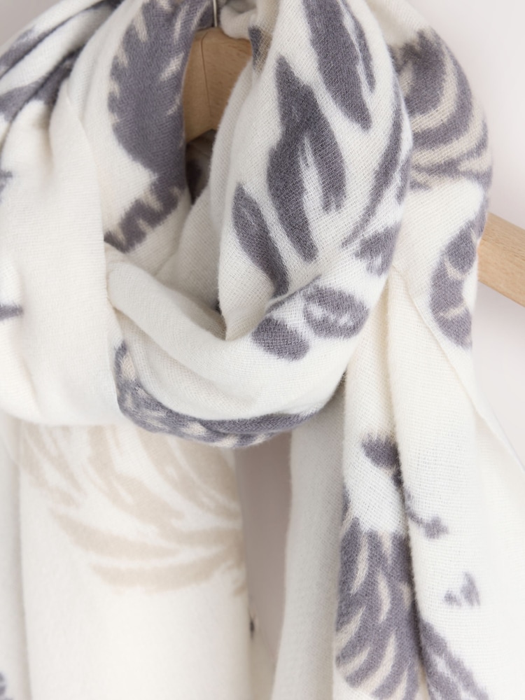Black/White Leopard Print - Орташа салмақтағы шарф - 3суретінің 2 суреті