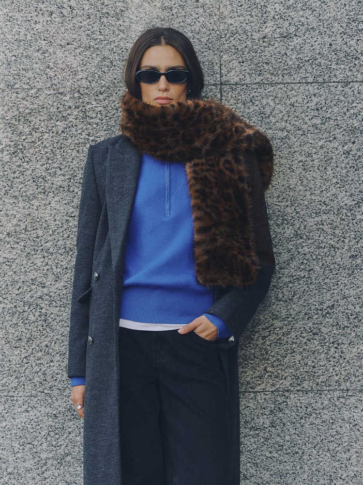 Leopard Print Heavyweight Fur Scarf - Image 1 of 6