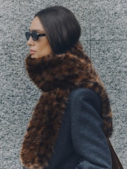 Leopard Print Heavyweight Fur Scarf - Image 3 of 6